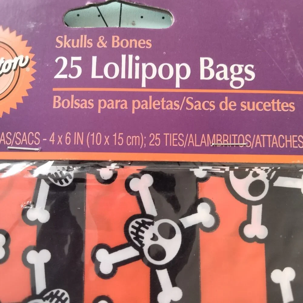 Wilton Skulls Cross Bones Lollipop Bags Halloween Halloween Treat Wrappers 25